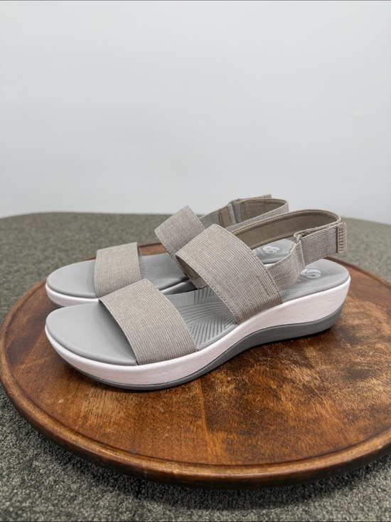Cloudsteppers by Clarks Shoes - Cloudsteppers Clarks Sandal Wm 9 Arla Jacory Sand Gray Stretch 2 Strap Slingback